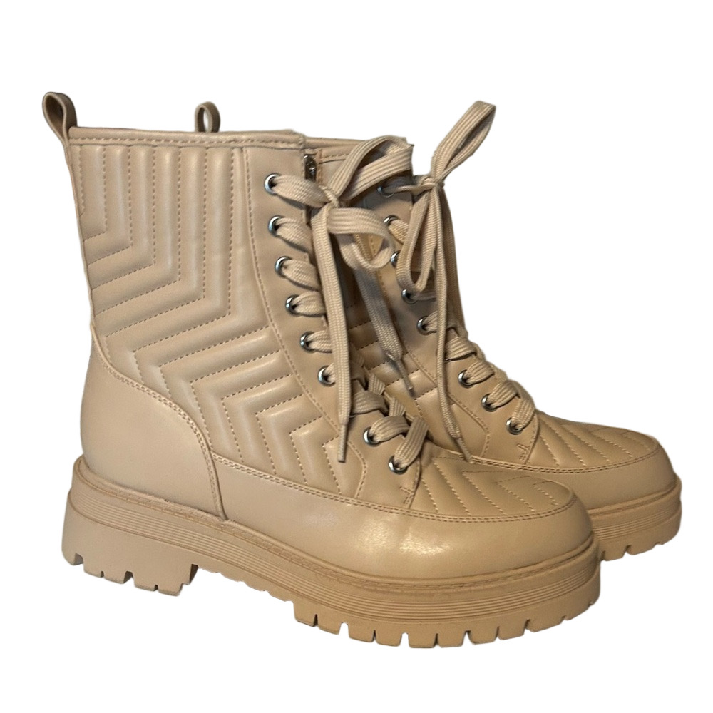Marc Fisher Amita 3 Combat Boots Light Natural 7.5 New In Box - Picture 3 of 6